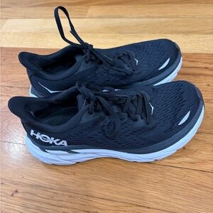 Hoka Black and White Athletic Shoes